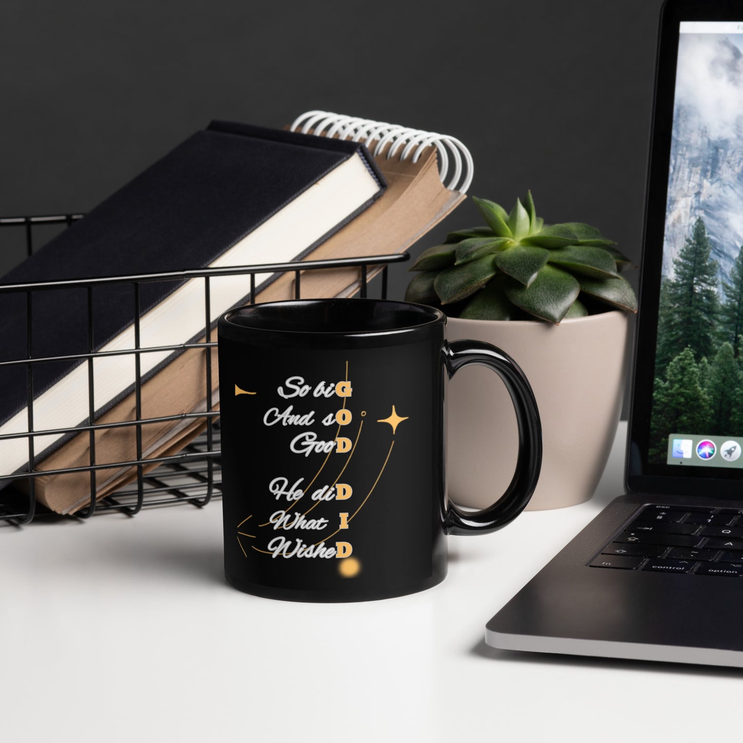 God Did – Black Glossy Christian Mug | Inspirational Coffee Cup