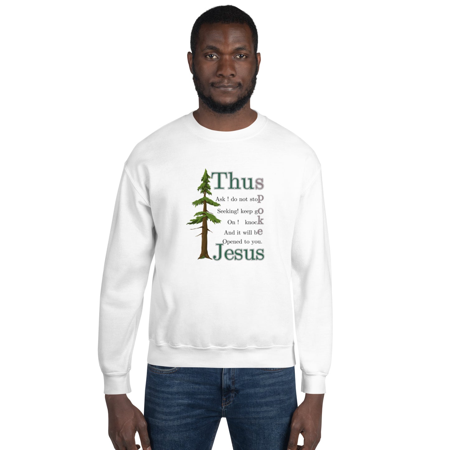 Thus Spoke Jesus – White Unisex Christian Sweatshirt | Faith & Inspiration