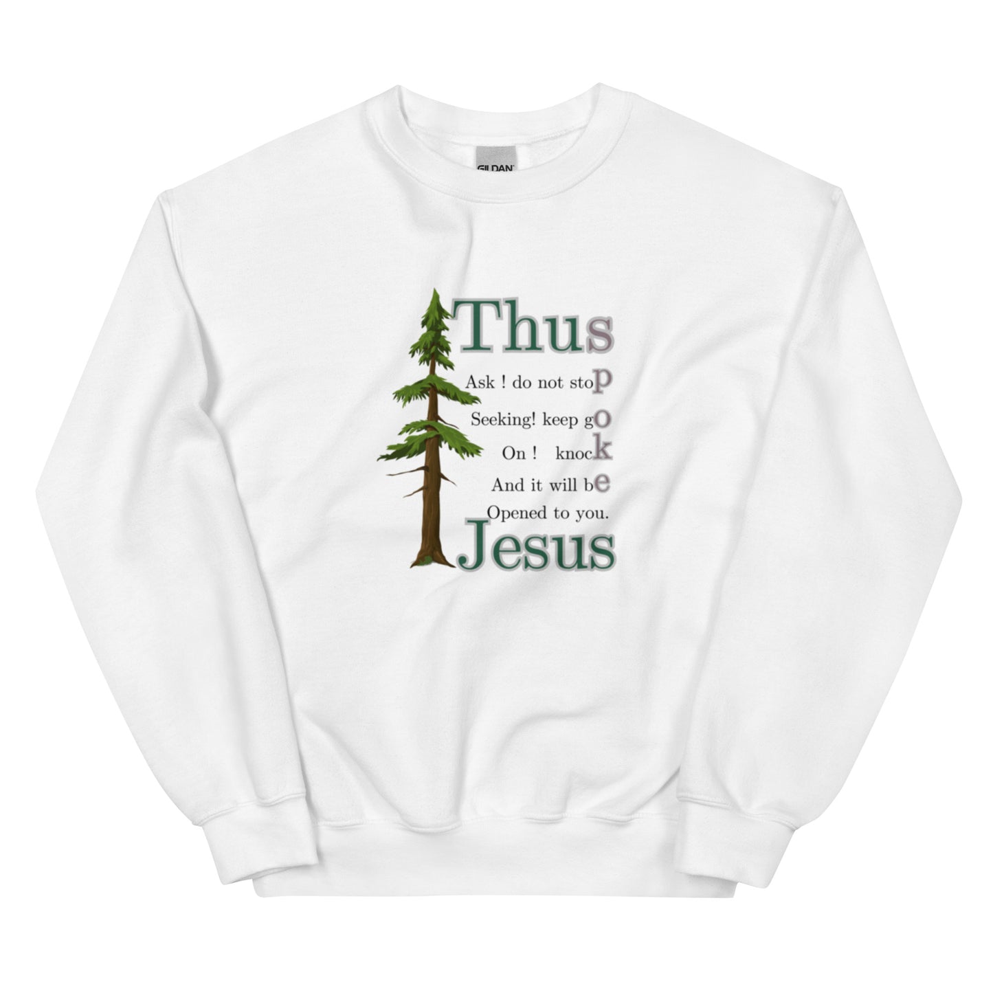 Thus Spoke Jesus – White Unisex Christian Sweatshirt | Faith & Inspiration