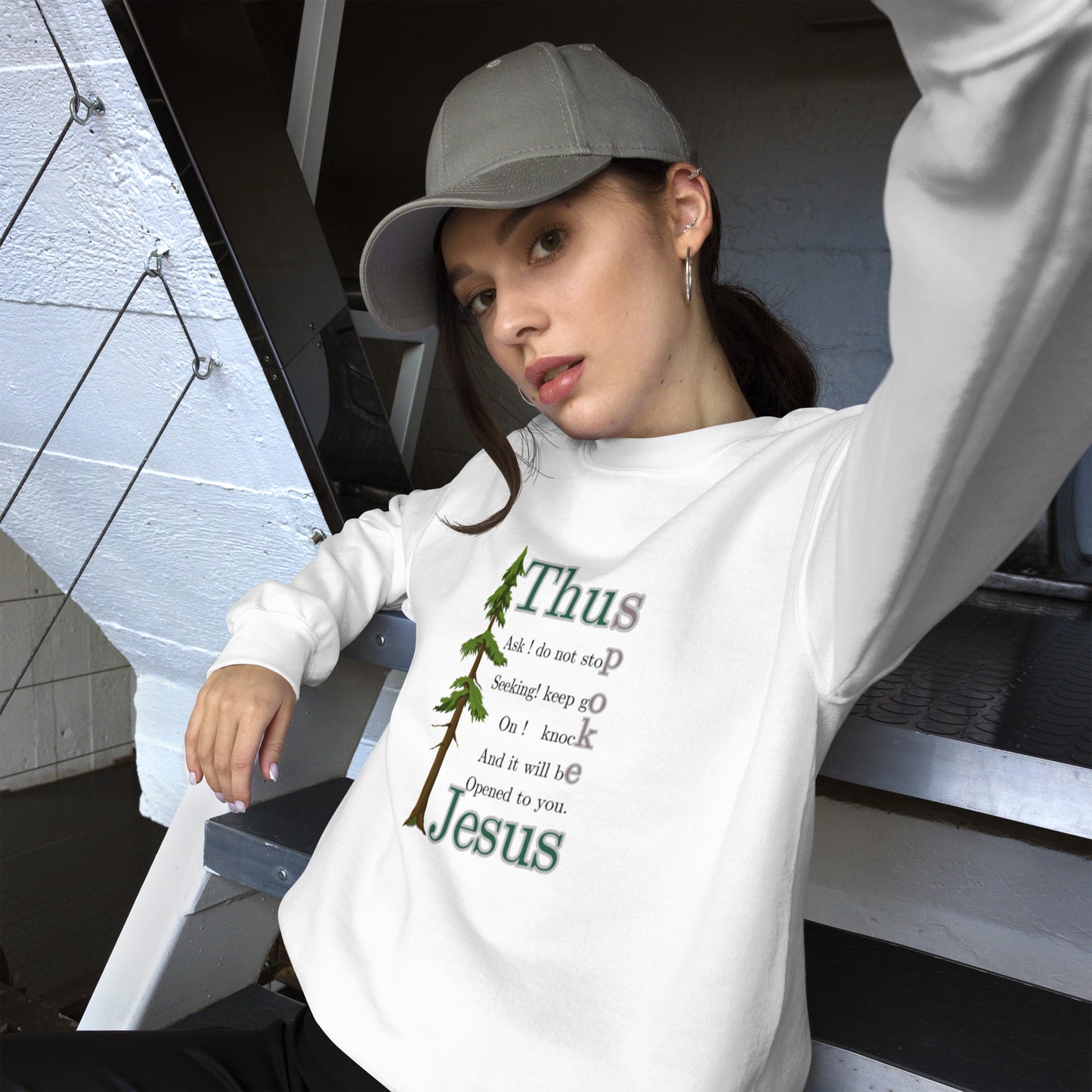 Thus Spoke Jesus – White Unisex Christian Sweatshirt | Faith & Inspiration